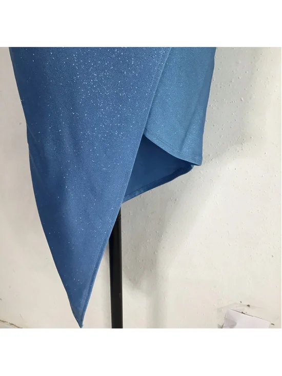Honey and Rosi Women Elegant Blue Sparkle Asymmetrical Dress M - Picture 7 of 12